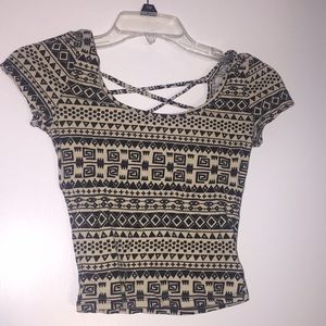 Cris cross back tribal crop top